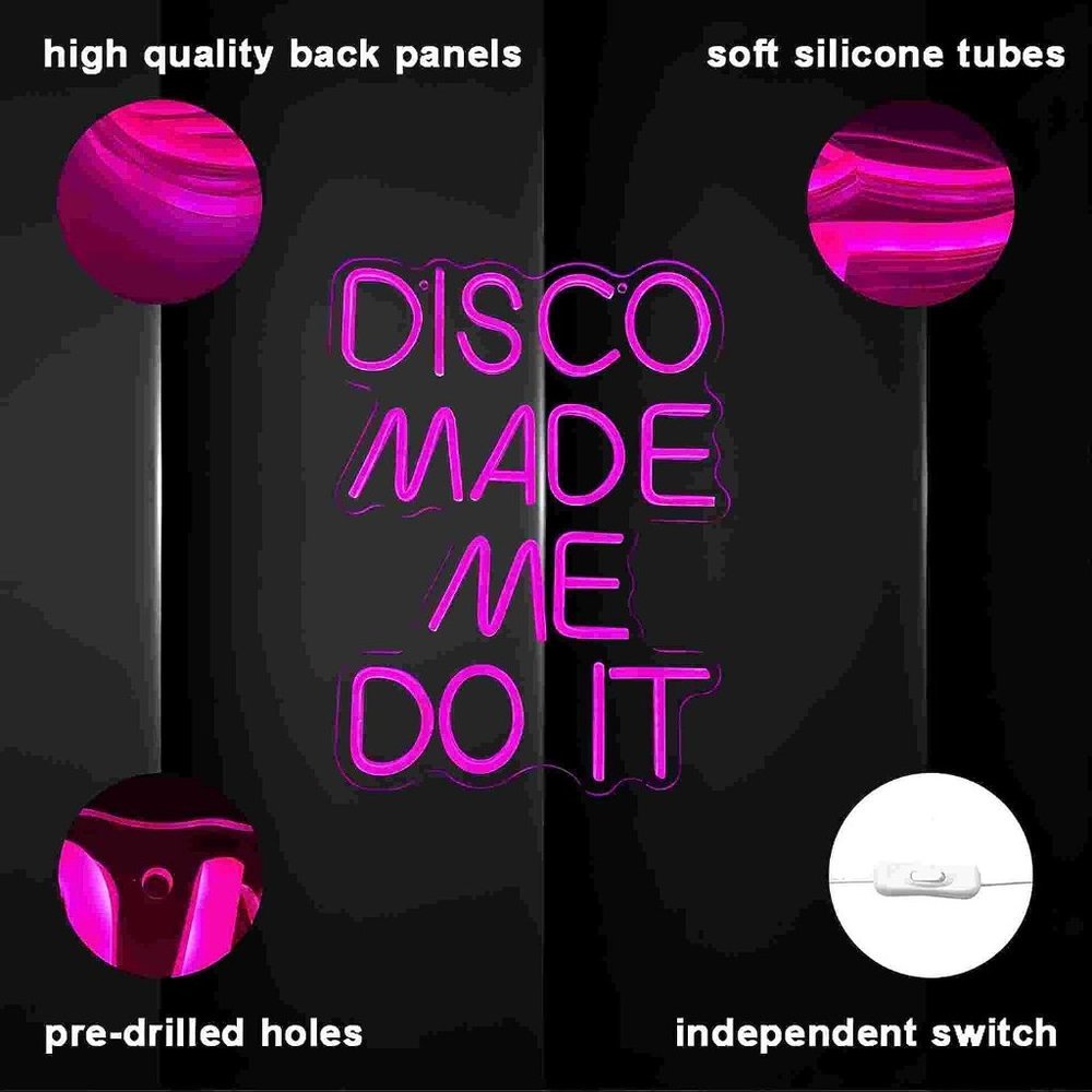 Neon Pink DISCO MADE ME DO IT Cafe LED Bright Party Wedding Home Wall Dorm Light - Picture 5 of 6